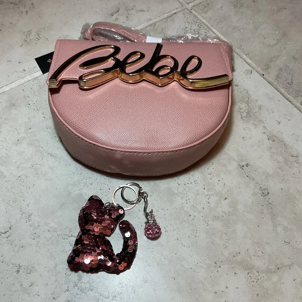 Sequin Cat purse charm with a crystal bead charm, add it to any bag